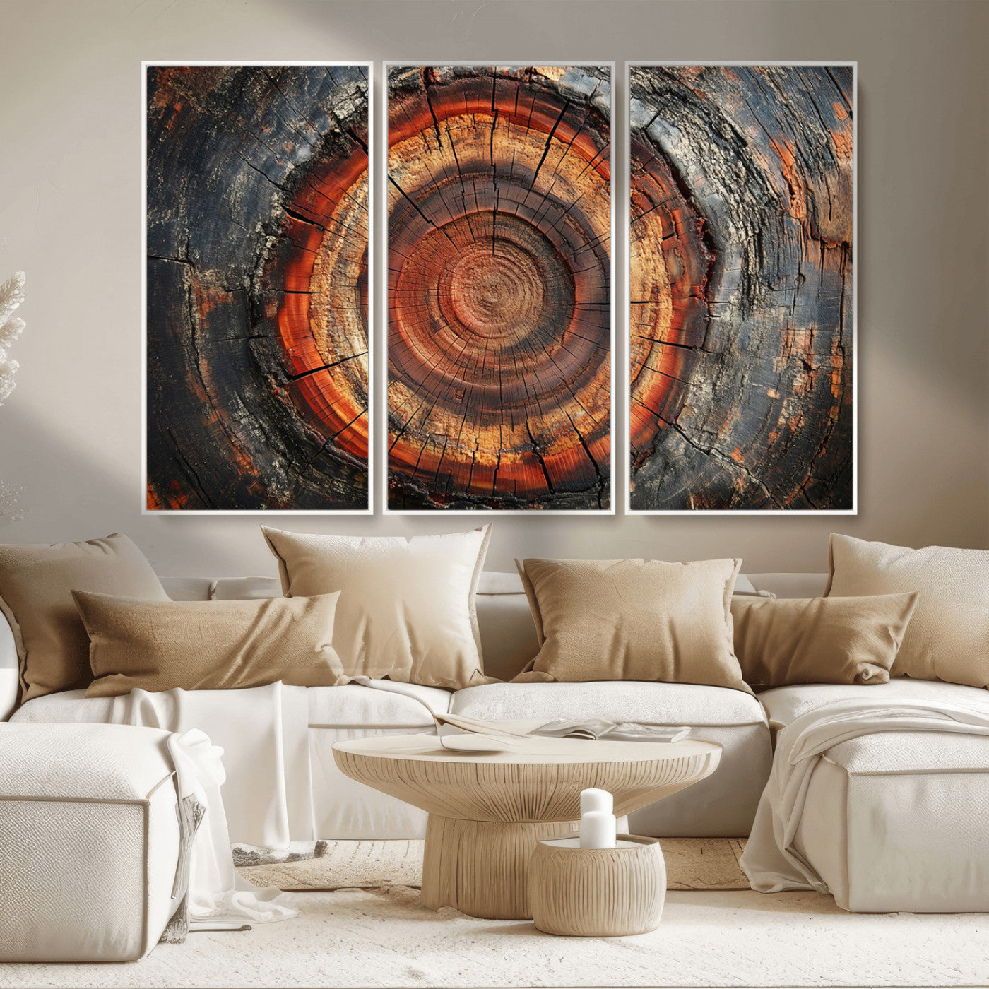 Wood Grain Canvas Wall Art - Framed Abstract Tree Ring