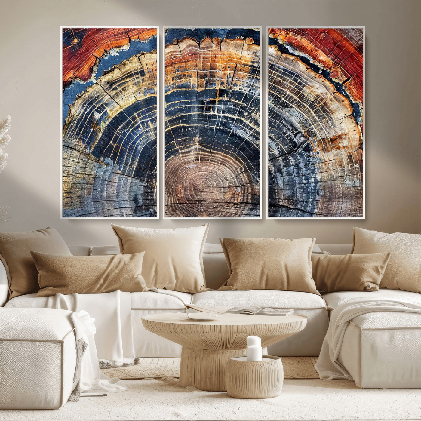 Tree Rings Wall Art Canvas Print – Framed Petrified Wood
