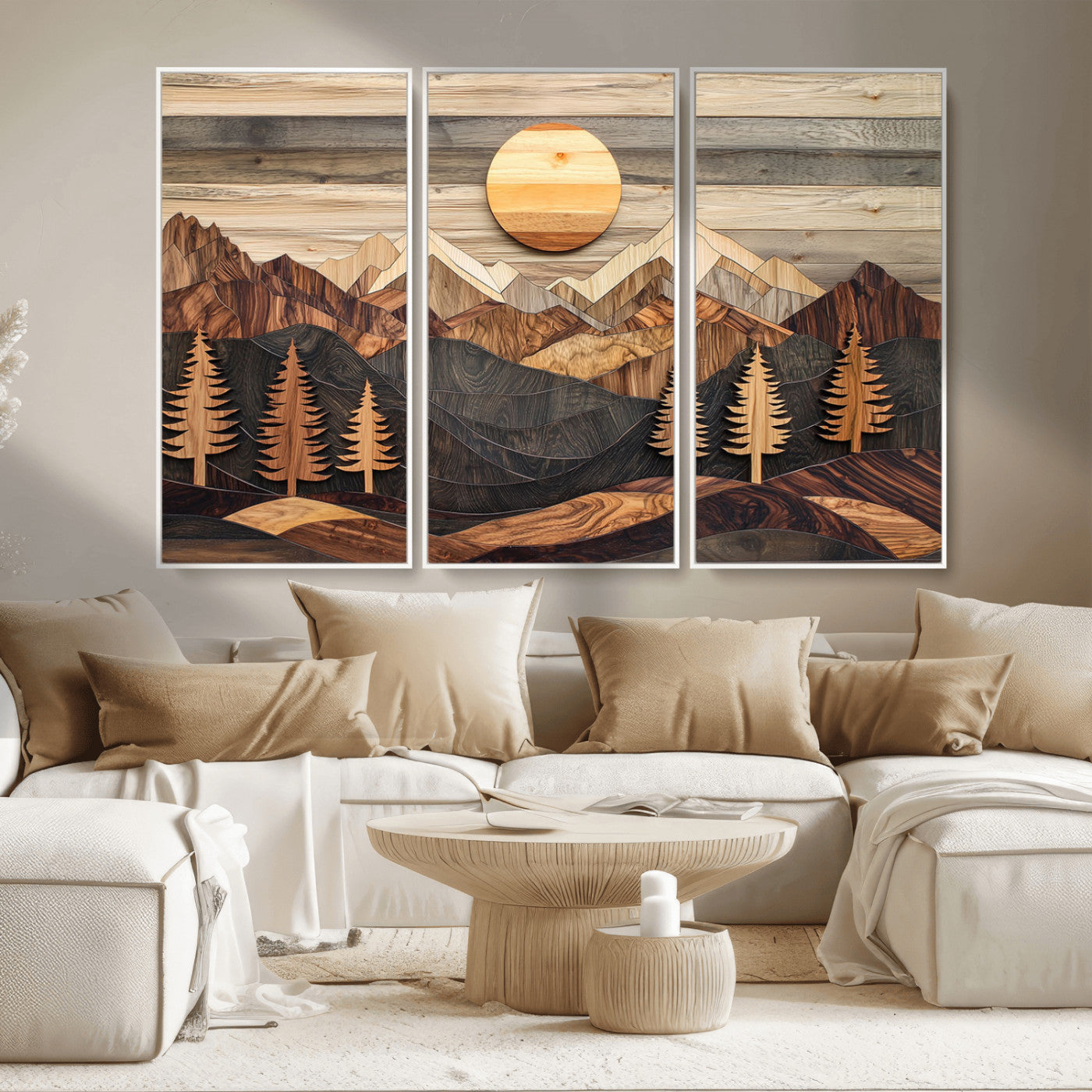 Wood Mountain Wall Art Canvas Print – Layered Forest and