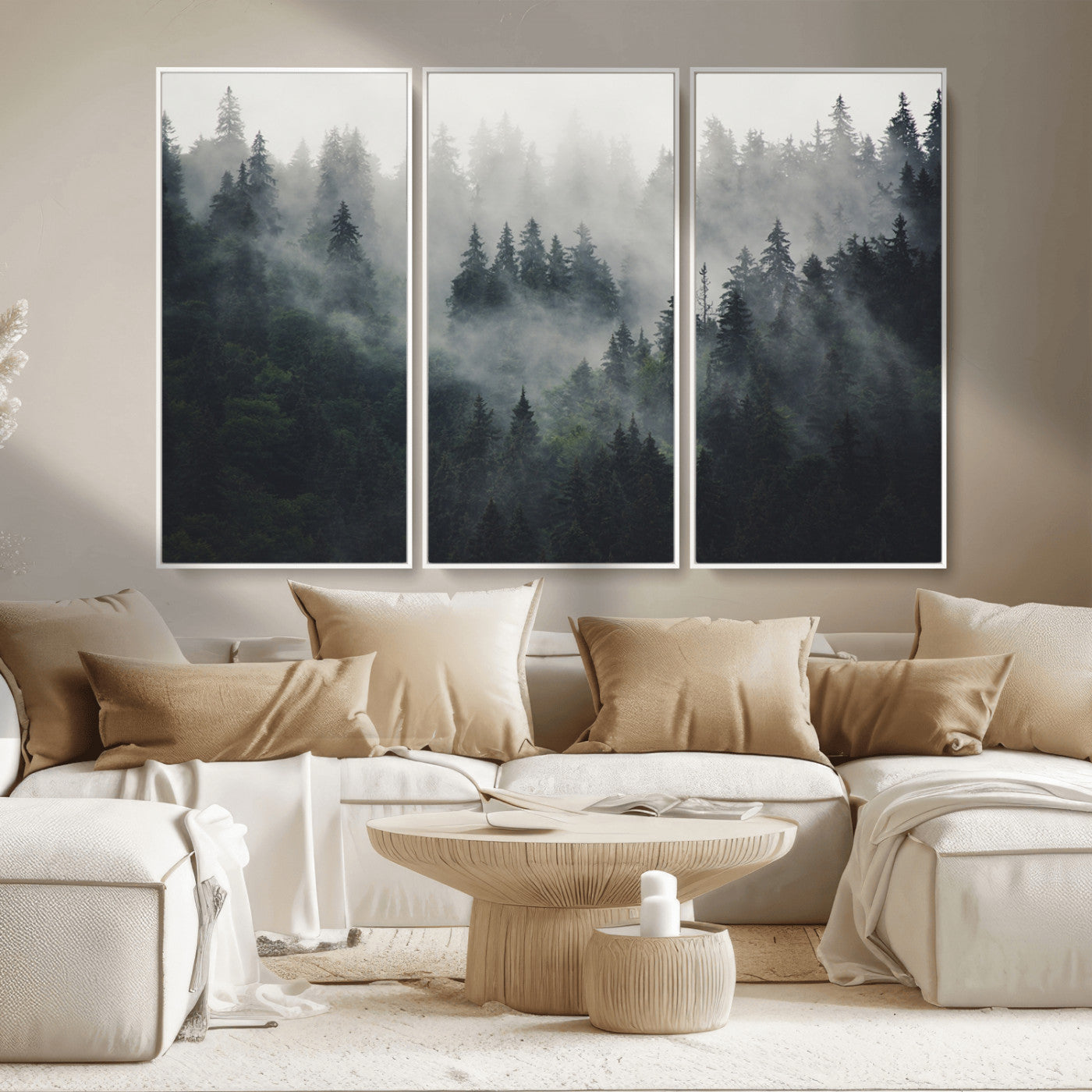 Nature Wall Decor - Serene Triptych Nature Print – Woodland