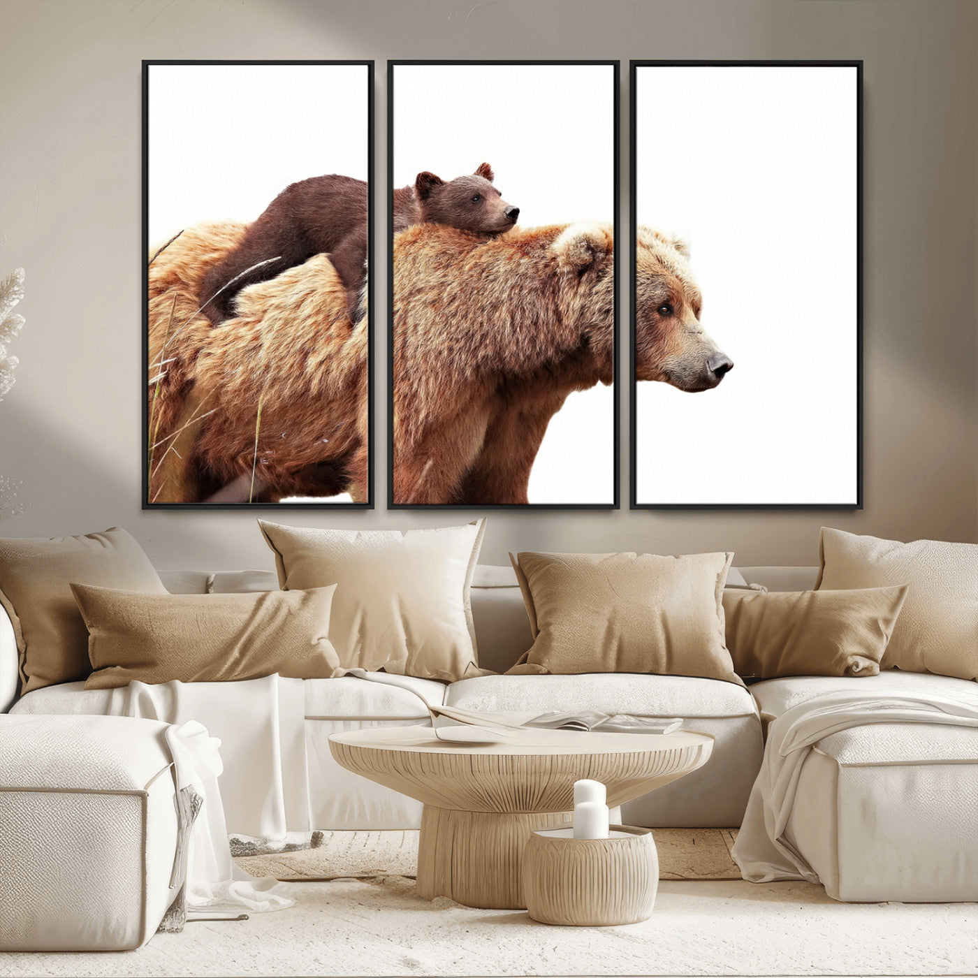Mother and Baby Bear Canvas Wall Art - Adorable Wildlife