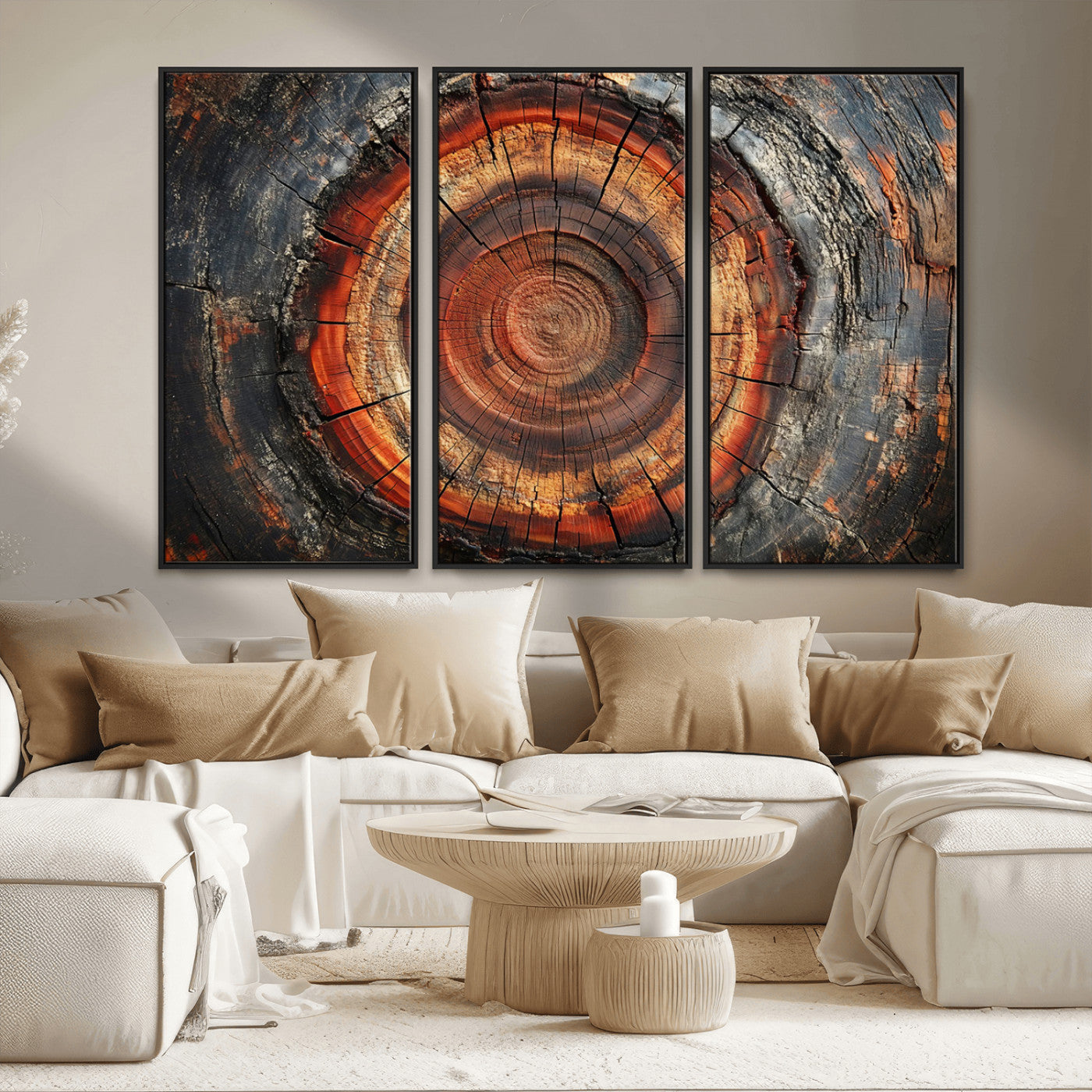 Wood Grain Canvas Wall Art - Framed Abstract Tree Ring