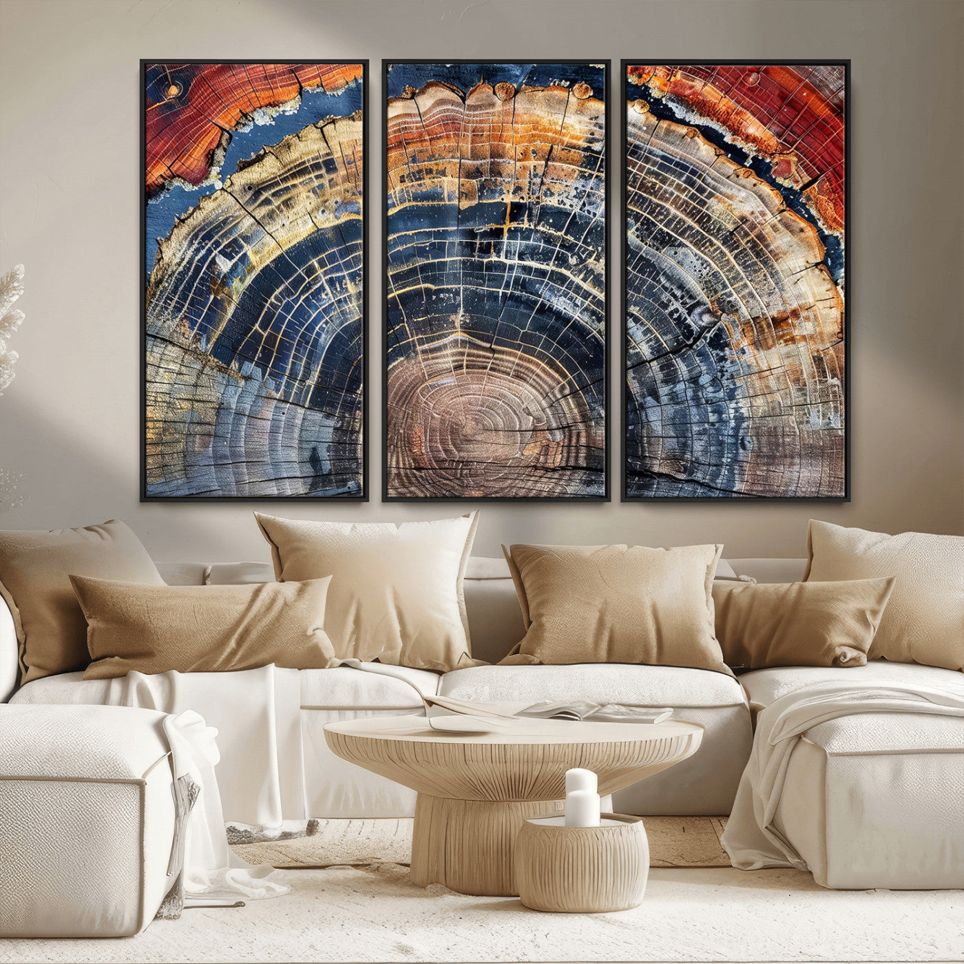 Tree Rings Wall Art Canvas Print – Framed Petrified Wood