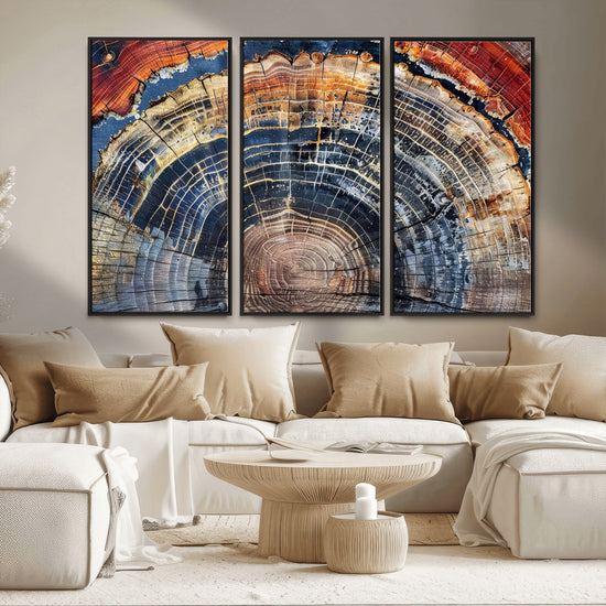 Tree Rings Wall Art Canvas Print – Framed Wood Art Picture