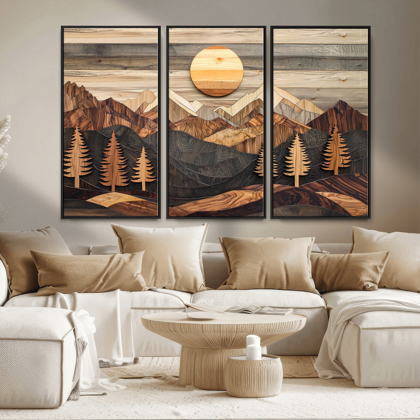 Wood Mountain Wall Art Canvas Print – Layered Forest and