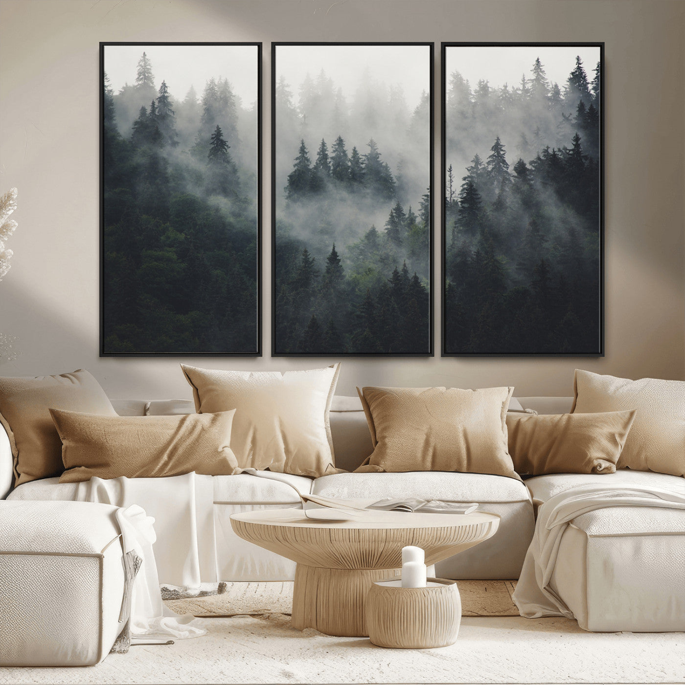 Nature Wall Decor - Serene Triptych Nature Print – Woodland