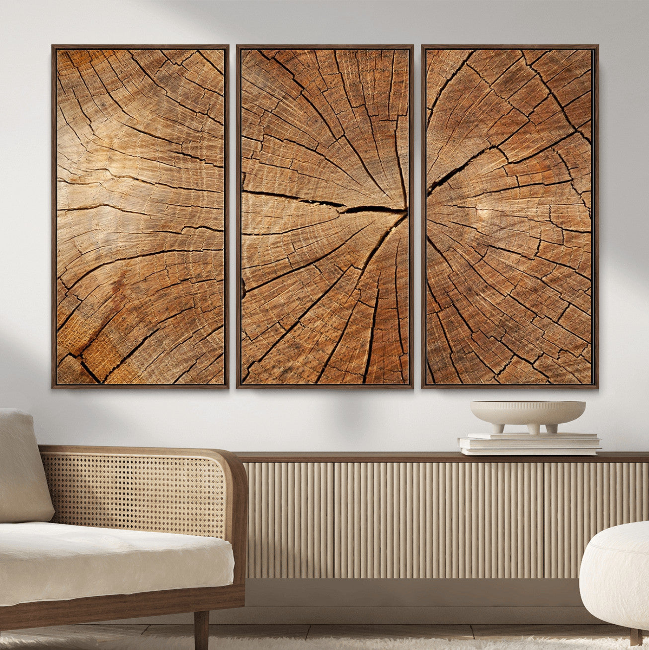 Tree Ring Canvas Art, Rustic Wood Grain Wall Art, Tree Slice