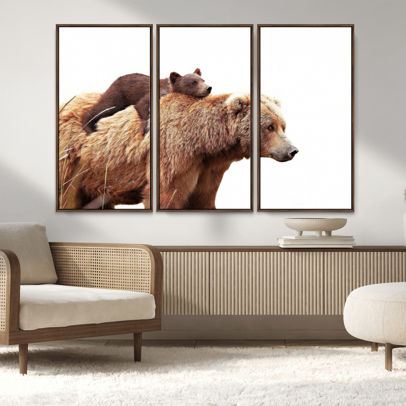 Mother and Baby Bear Canvas Wall Art - Adorable Wildlife