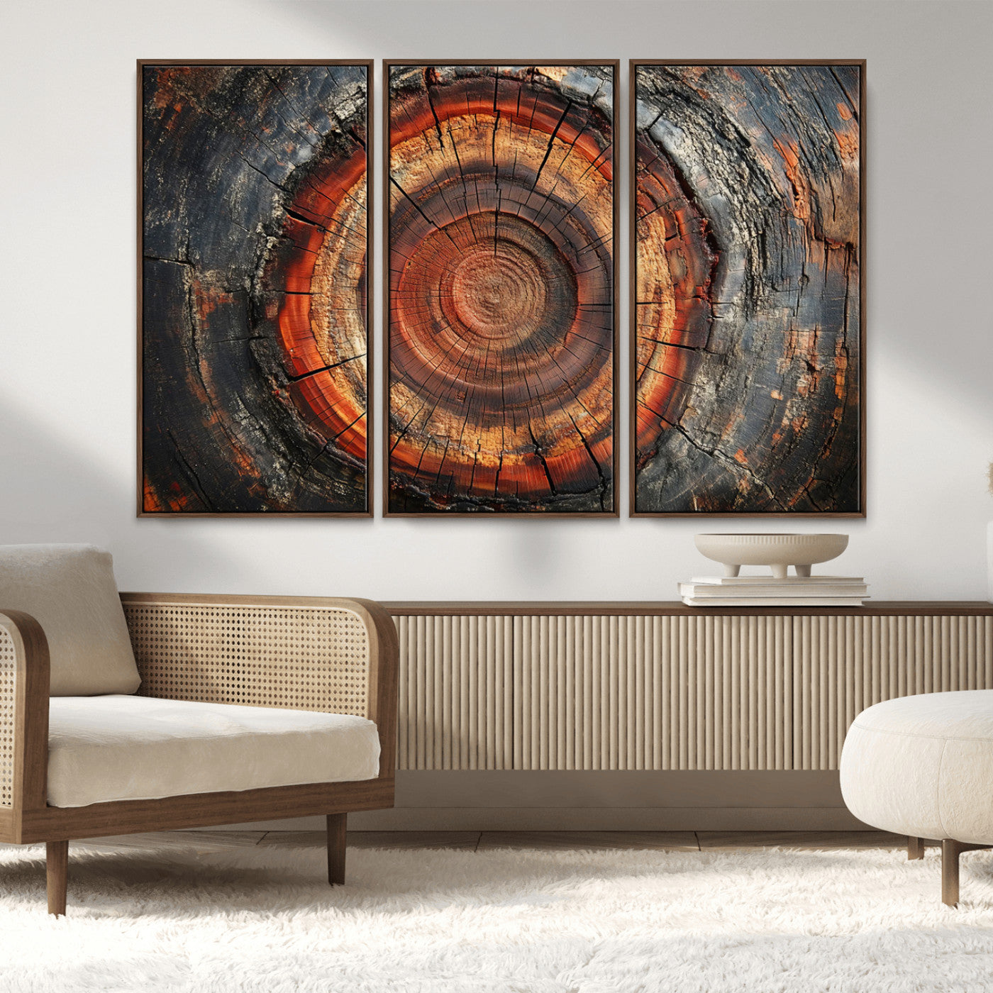 Wood Grain Canvas Wall Art - Framed Abstract Tree Ring