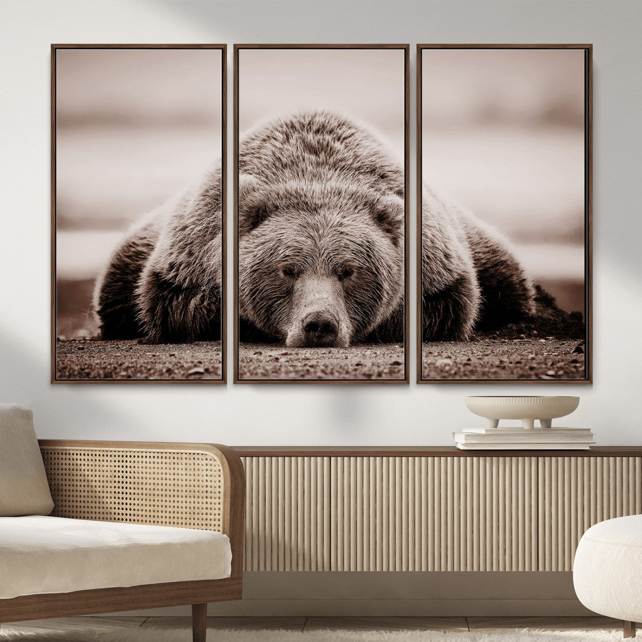 Grizzly Bear Wall Art Print - Bear Canvas Wall Art - Rustic