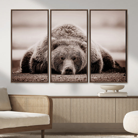 Grizzly Bear Wall Art Print - Bear Canvas Wall Art - Rustic