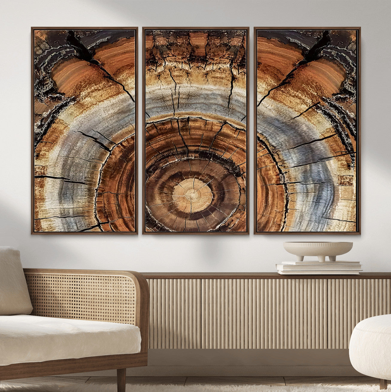 Tree Rings Wall Art Canvas Print – Rustic Wood Texture