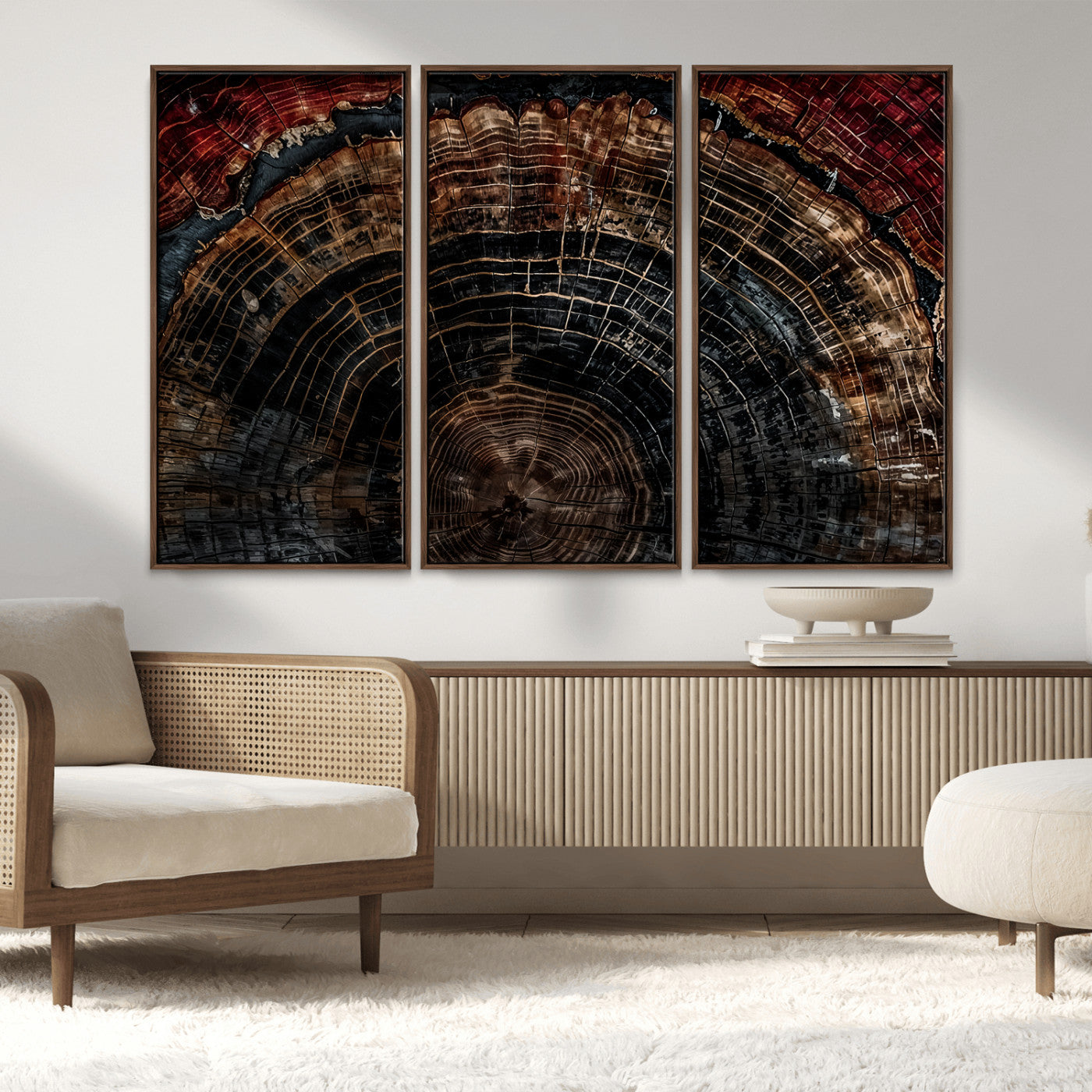 Dark Wood Ring Wall Art Canvas Print – Framed Abstract Tree