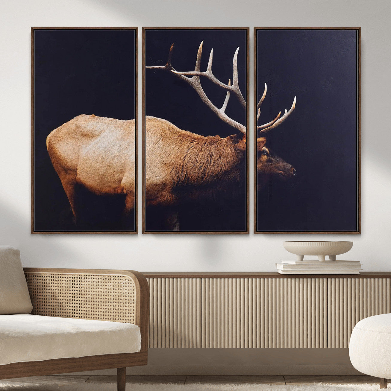 Rustic Elk Wall Art Canvas Print – Framed Moody Wildlife Art