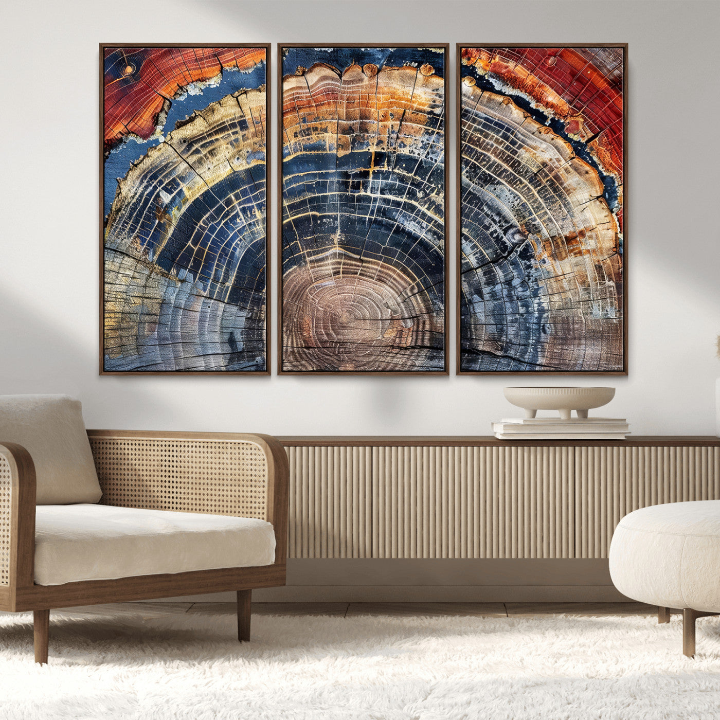 Tree Rings Wall Art Canvas Print – Framed Petrified Wood