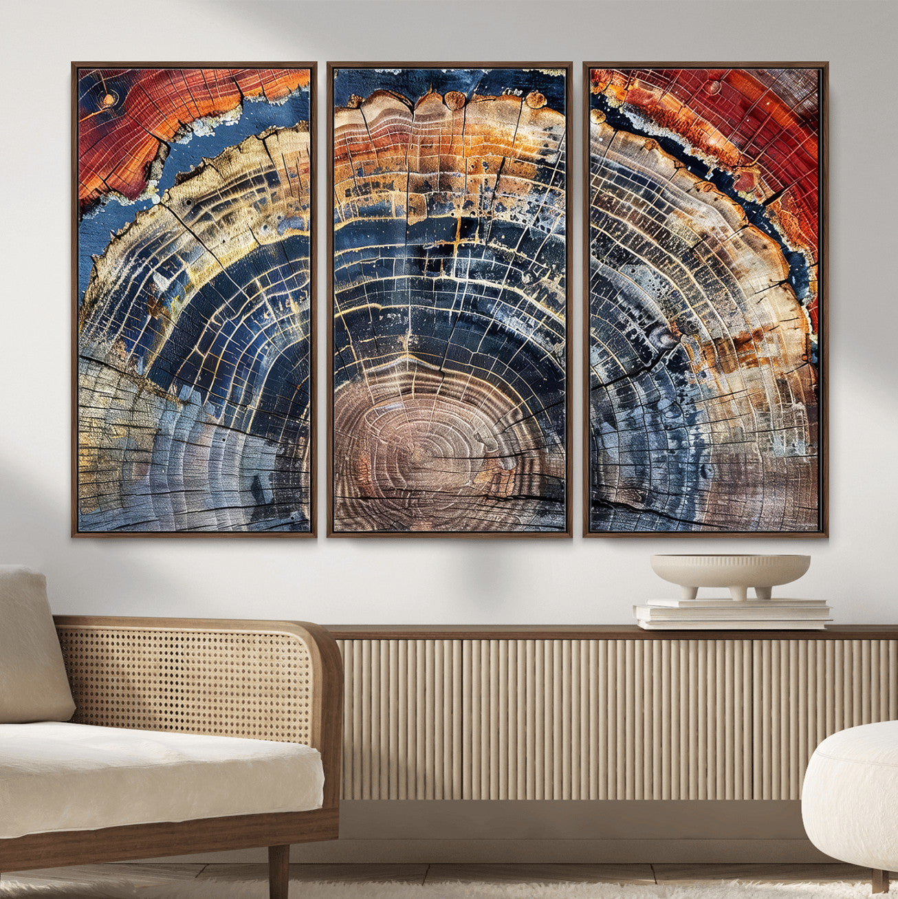Tree Rings Wall Art Canvas Print – Framed Wood Art Picture