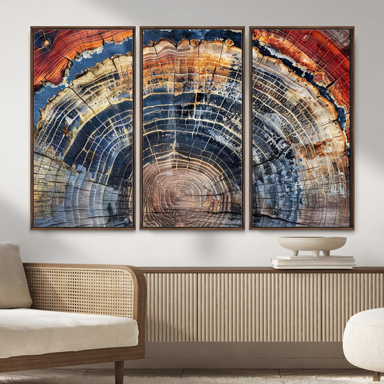 Tree Rings Wall Art Canvas Print – Framed Wood Art Picture