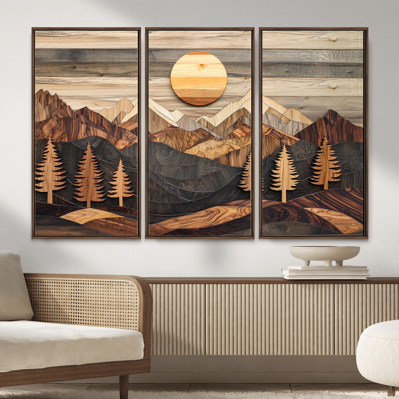 Wood Mountain Wall Art Canvas Print – Layered Forest and
