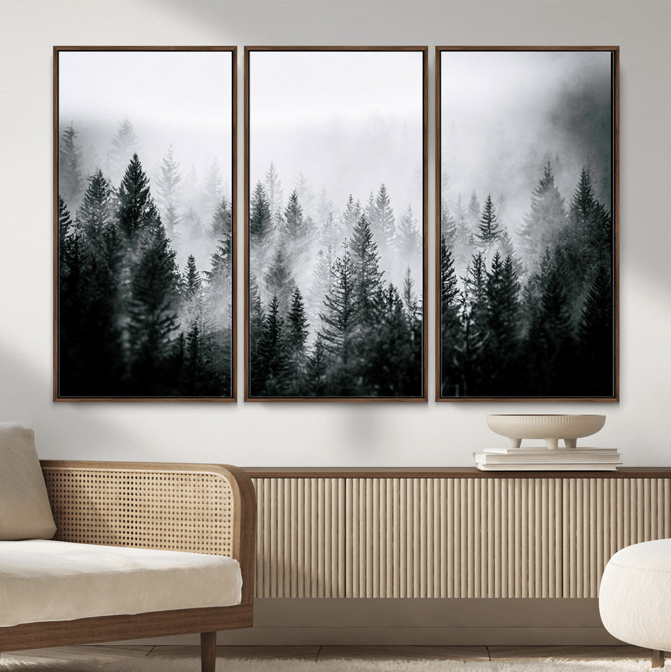 Foggy Forest Wall Art Canvas Print – Mountain Woodland