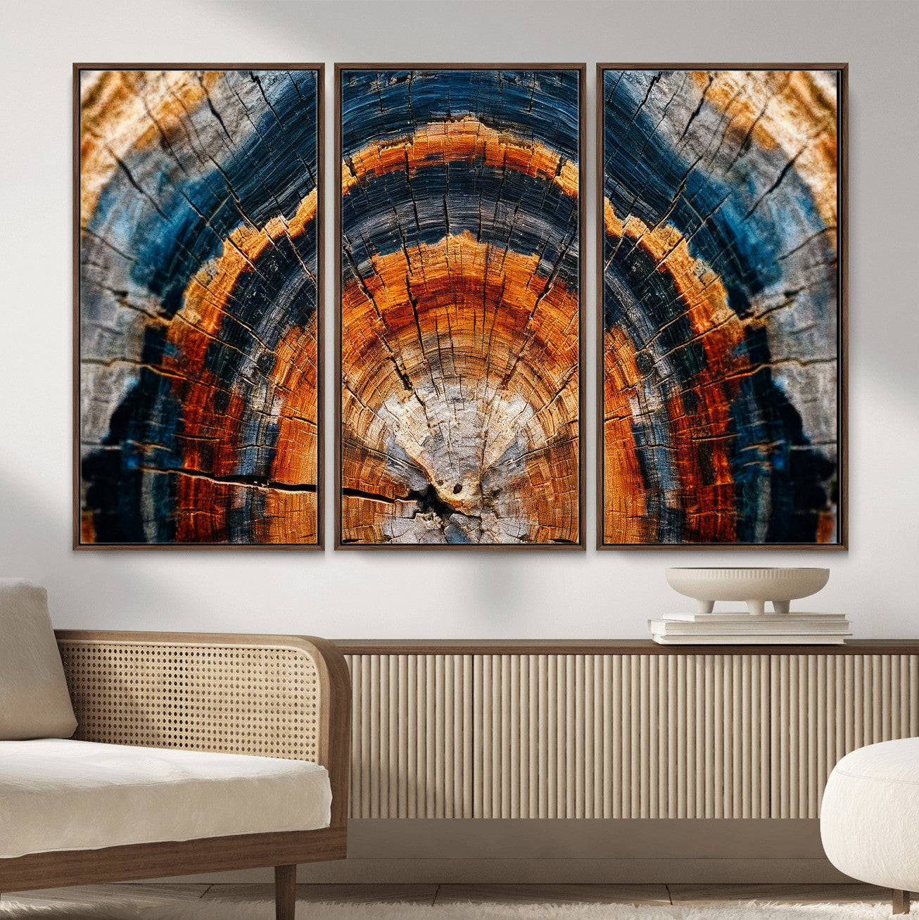 Abstract Wood Grain Canvas Print, Tree Ring Pattern Wall