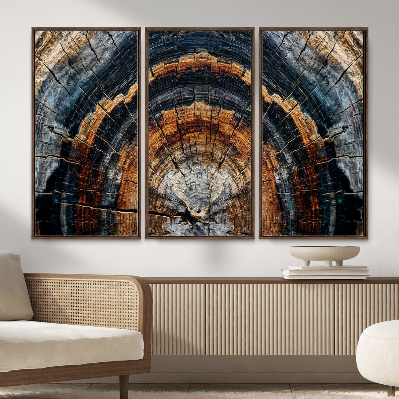 Abstract Wood Grain Canvas Print, Tree Ring Pattern Wall