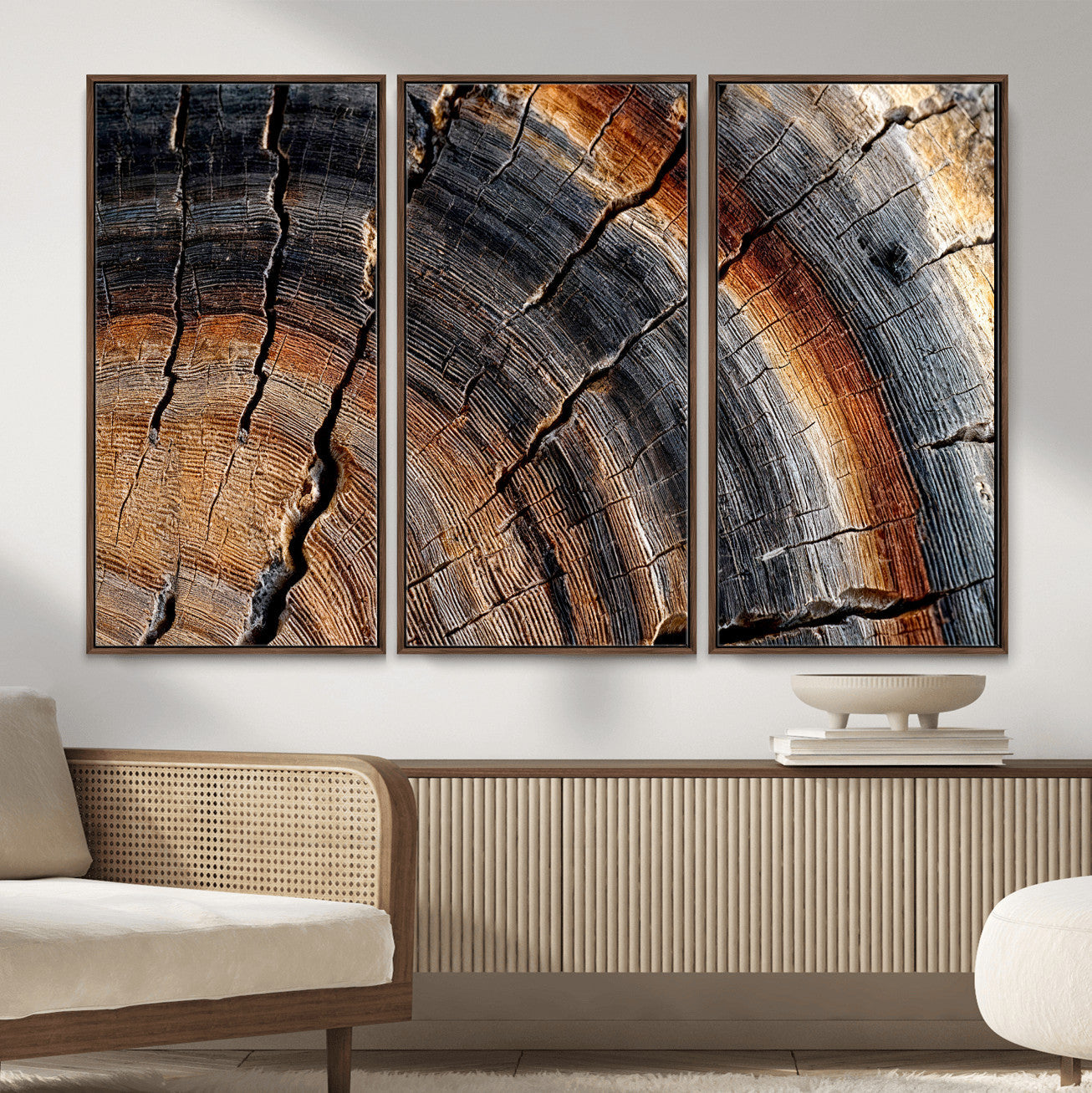 Abstract Tree Ring Wall Art Print – Natural Rustic Wood
