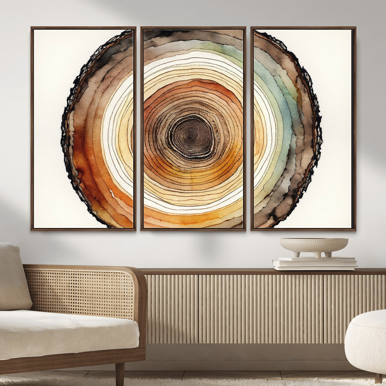 Natural Wood Slice Wall Art Canvas Print, Tree Ring Wall