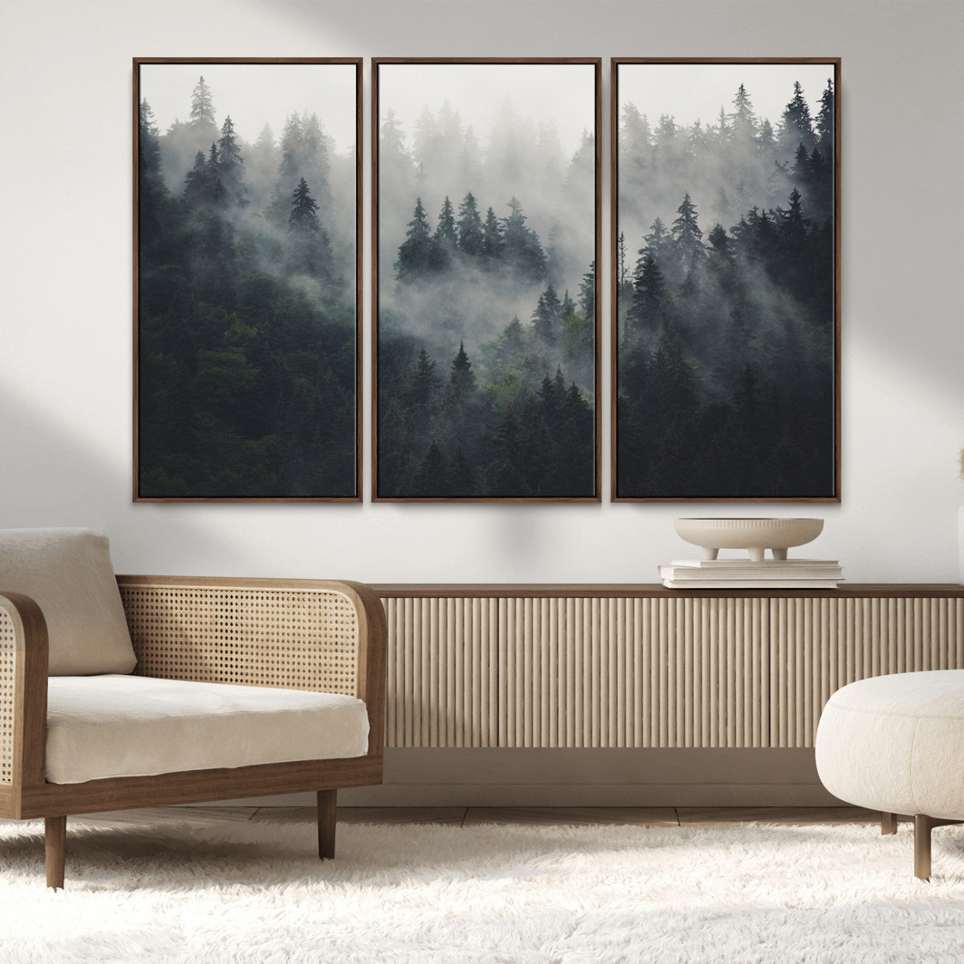 Nature Wall Decor - Serene Triptych Nature Print – Woodland