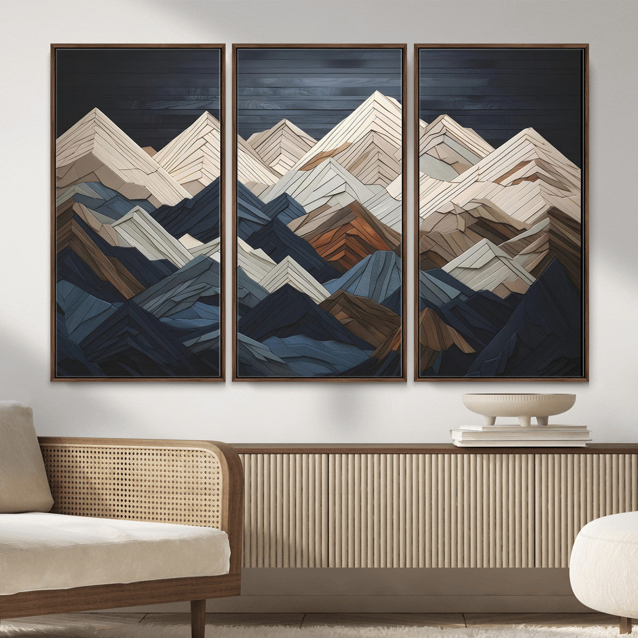 Wood Mountain Wall Art | Mountain Canvas Print Wood Decor |