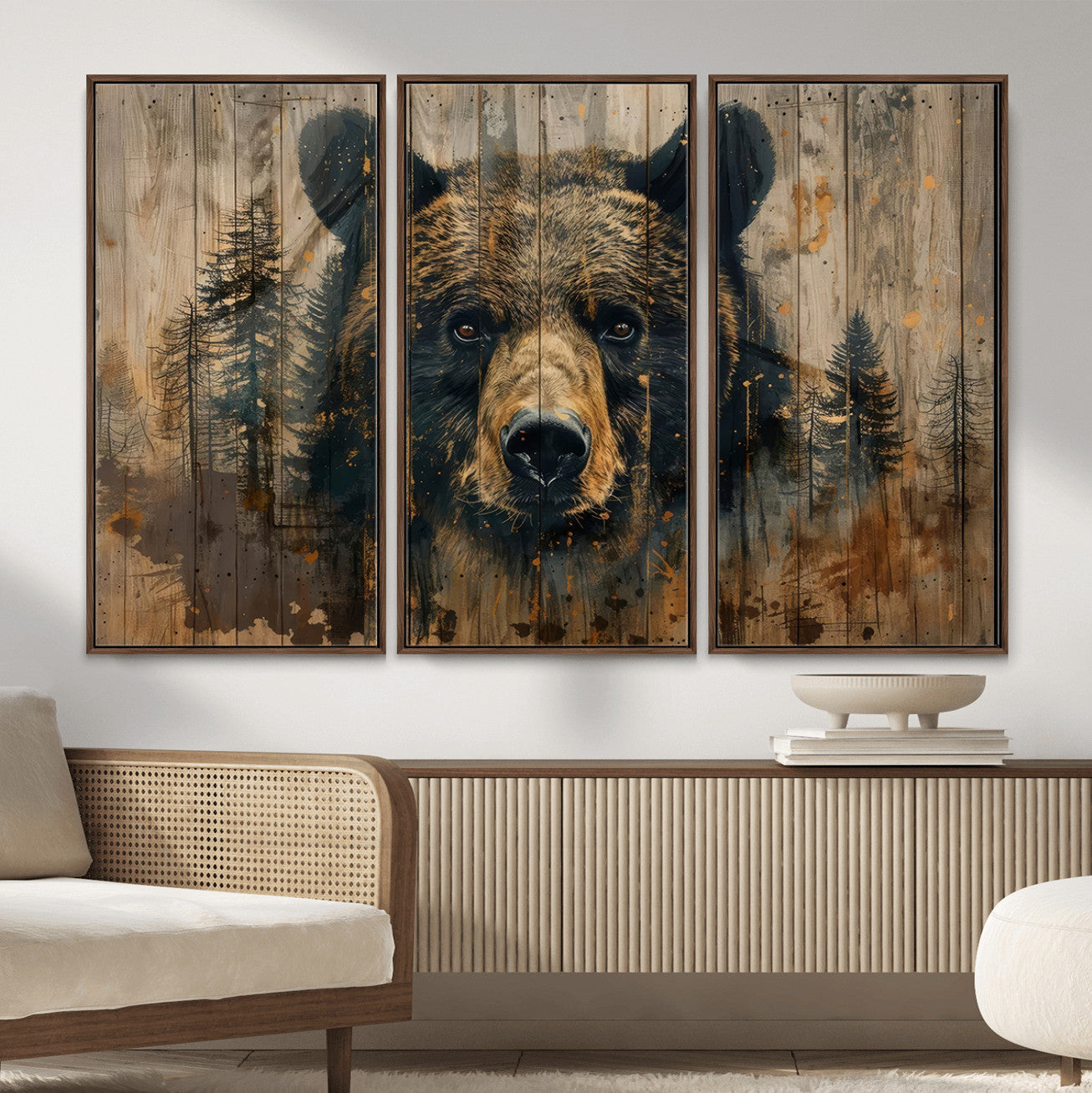 Abstract 399 Bear Wall Art | Rustic Cabin Wall Decor with