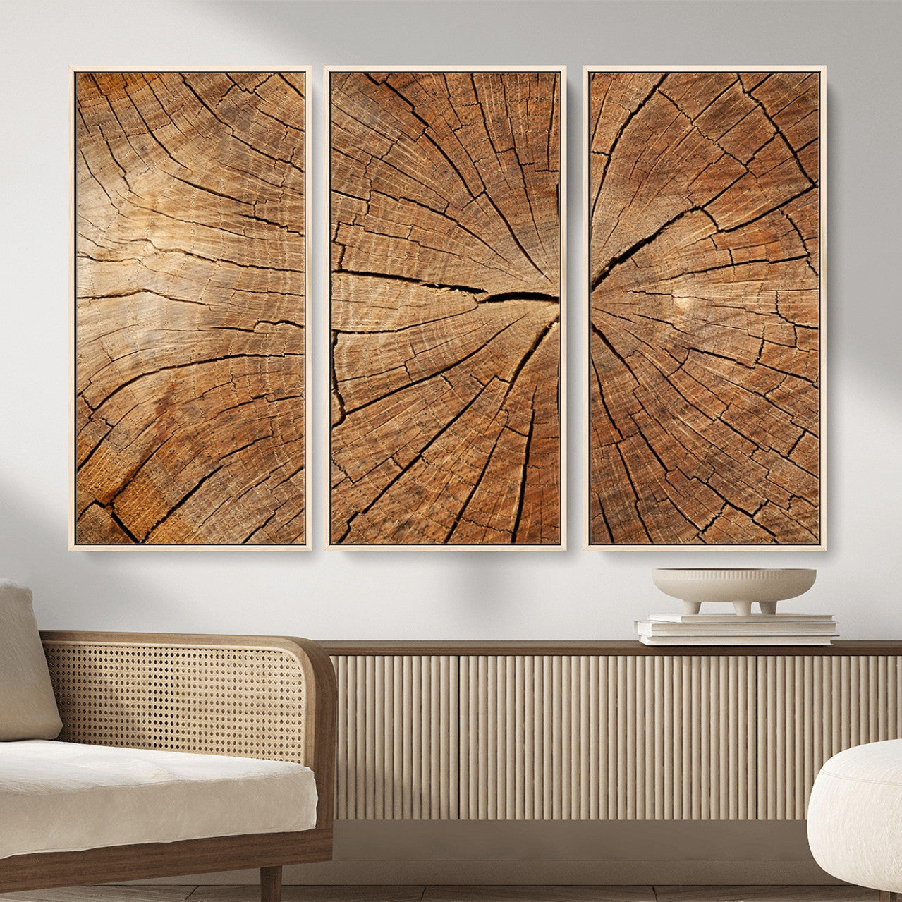 Tree Ring Canvas Art, Rustic Wood Grain Wall Art, Tree Slice