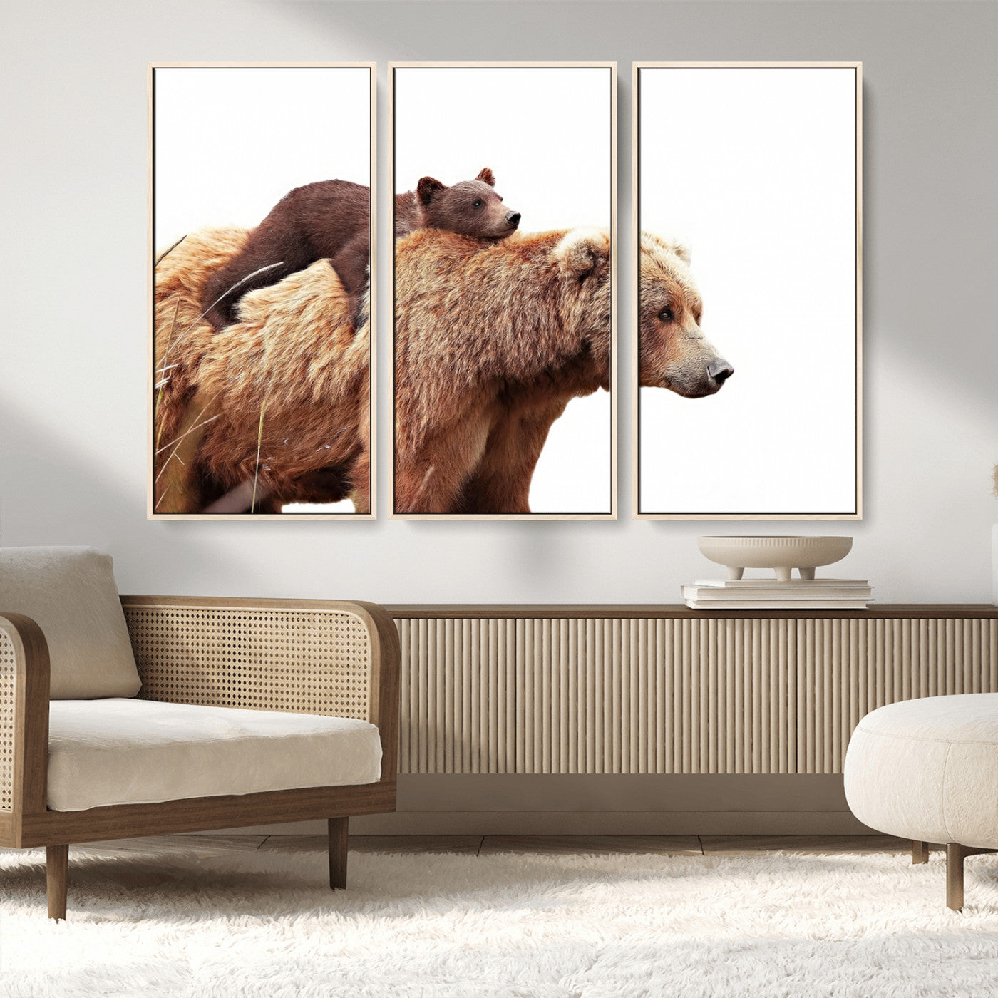 Mother and Baby Bear Canvas Wall Art - Adorable Wildlife