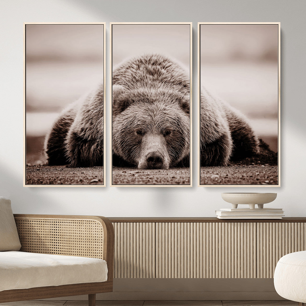 Grizzly Bear Wall Art Print - Bear Canvas Wall Art - Rustic
