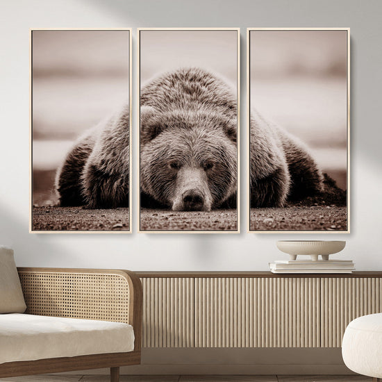 Grizzly Bear Wall Art Print - Bear Canvas Wall Art - Rustic