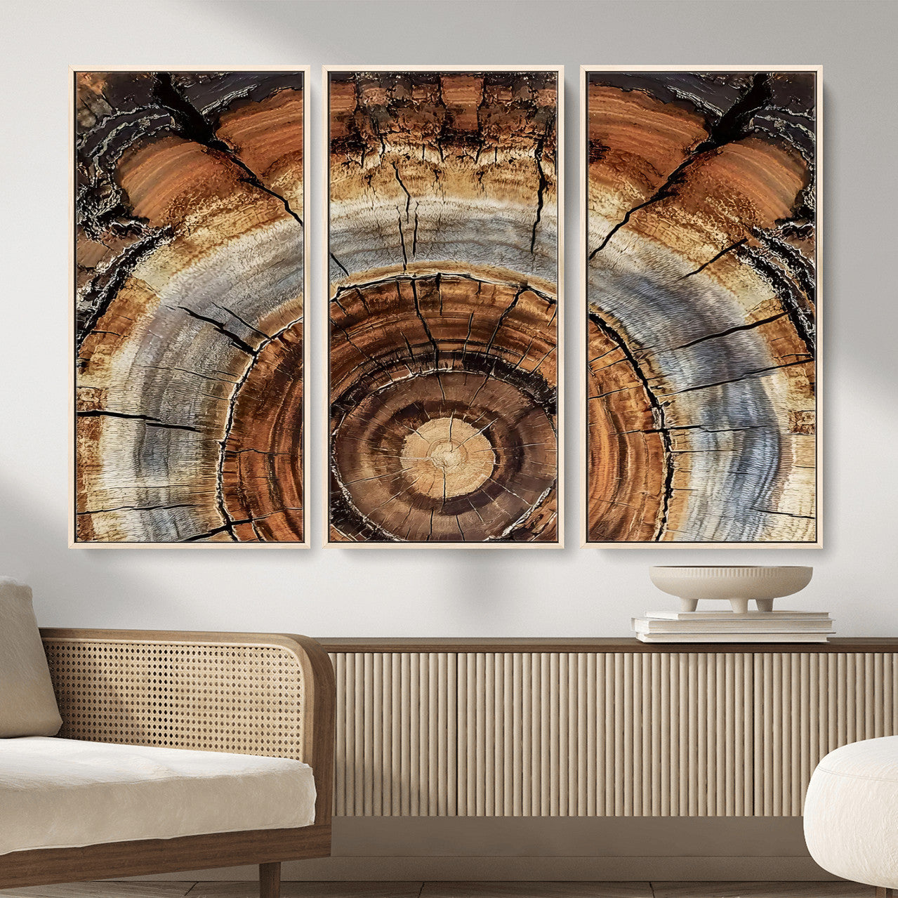Tree Rings Wall Art Canvas Print – Rustic Wood Texture