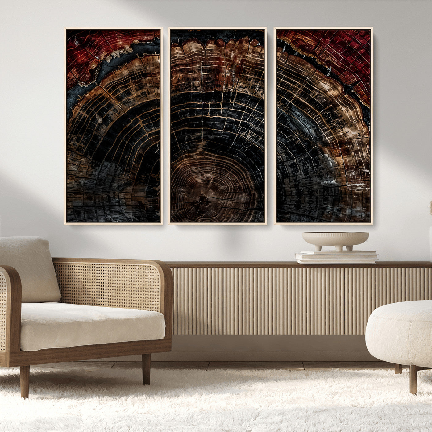 Dark Wood Ring Wall Art Canvas Print – Framed Abstract Tree