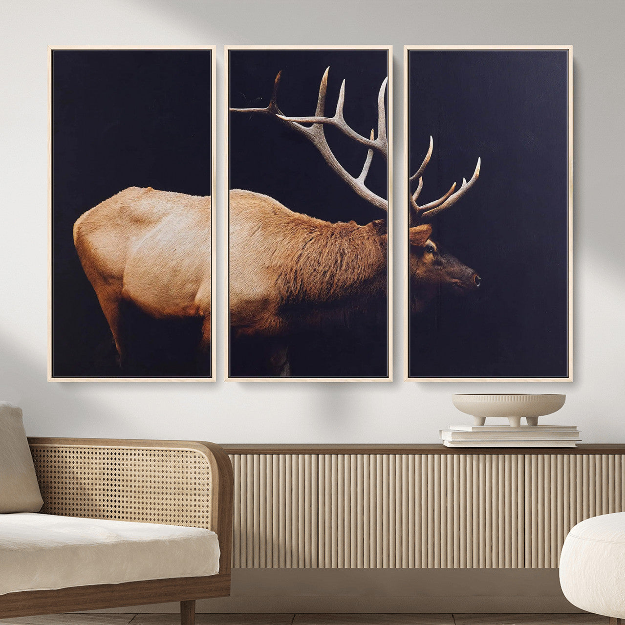 Rustic Elk Wall Art Canvas Print – Framed Moody Wildlife Art