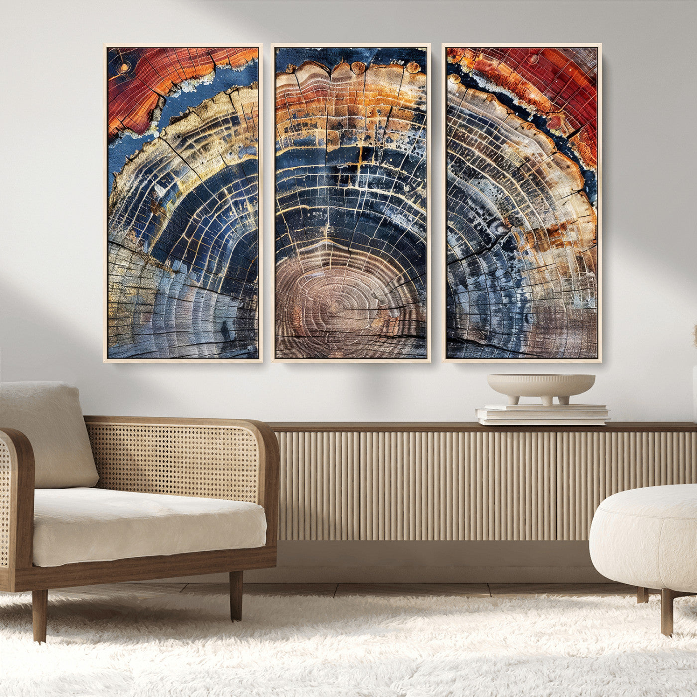 Tree Rings Wall Art Canvas Print – Framed Petrified Wood