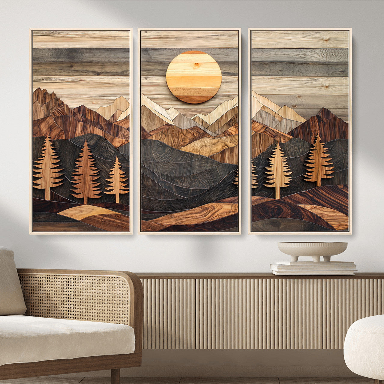Wood Mountain Wall Art Canvas Print – Layered Forest and