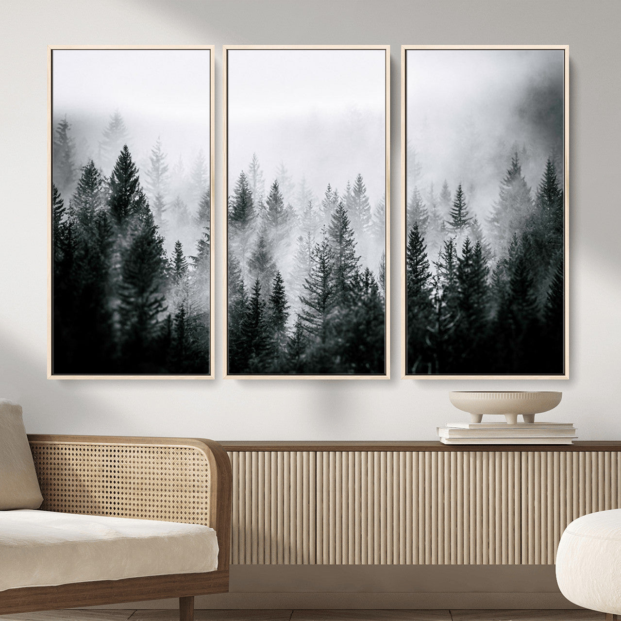 Foggy Forest Wall Art Canvas Print – Mountain Woodland
