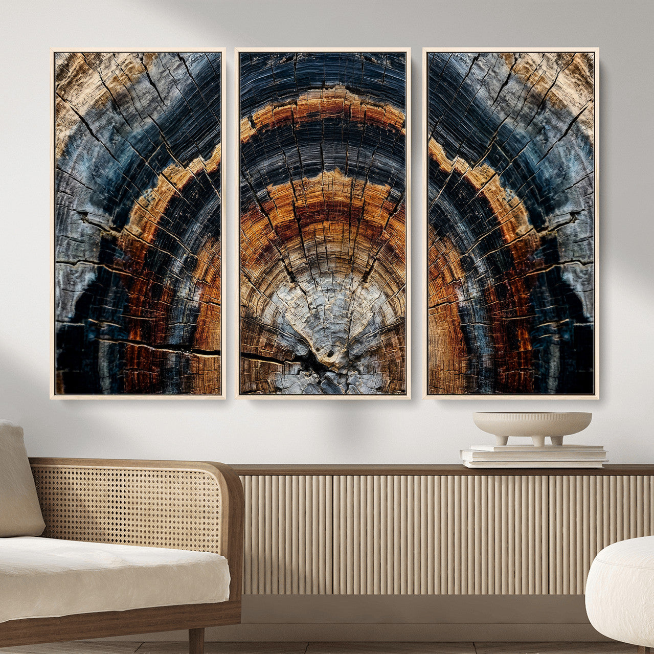 Abstract Wood Grain Canvas Print, Tree Ring Pattern Wall