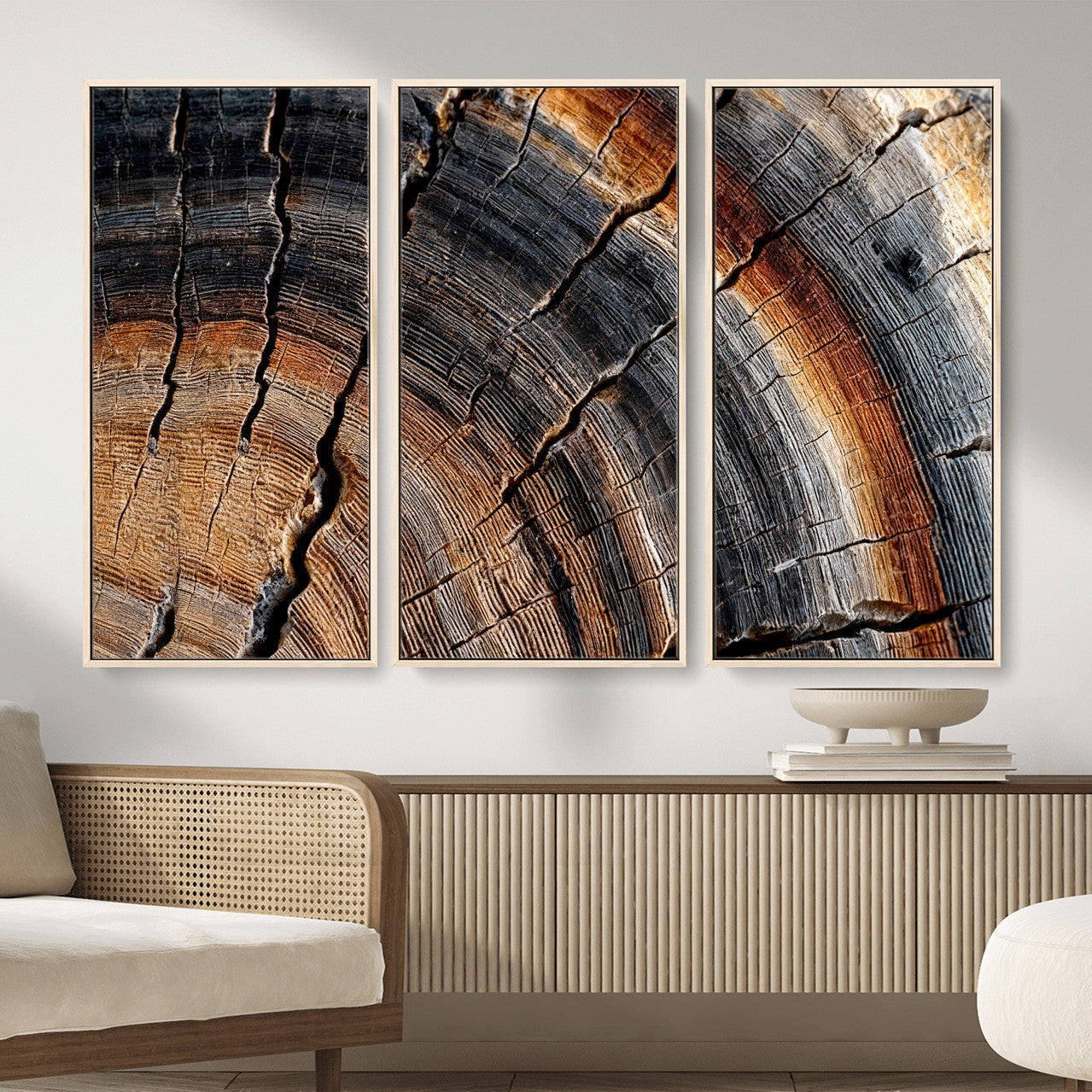 Abstract Tree Ring Wall Art Print – Natural Rustic Wood