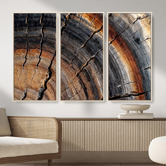 Abstract Tree Ring Wall Art Print – Natural Rustic Wood