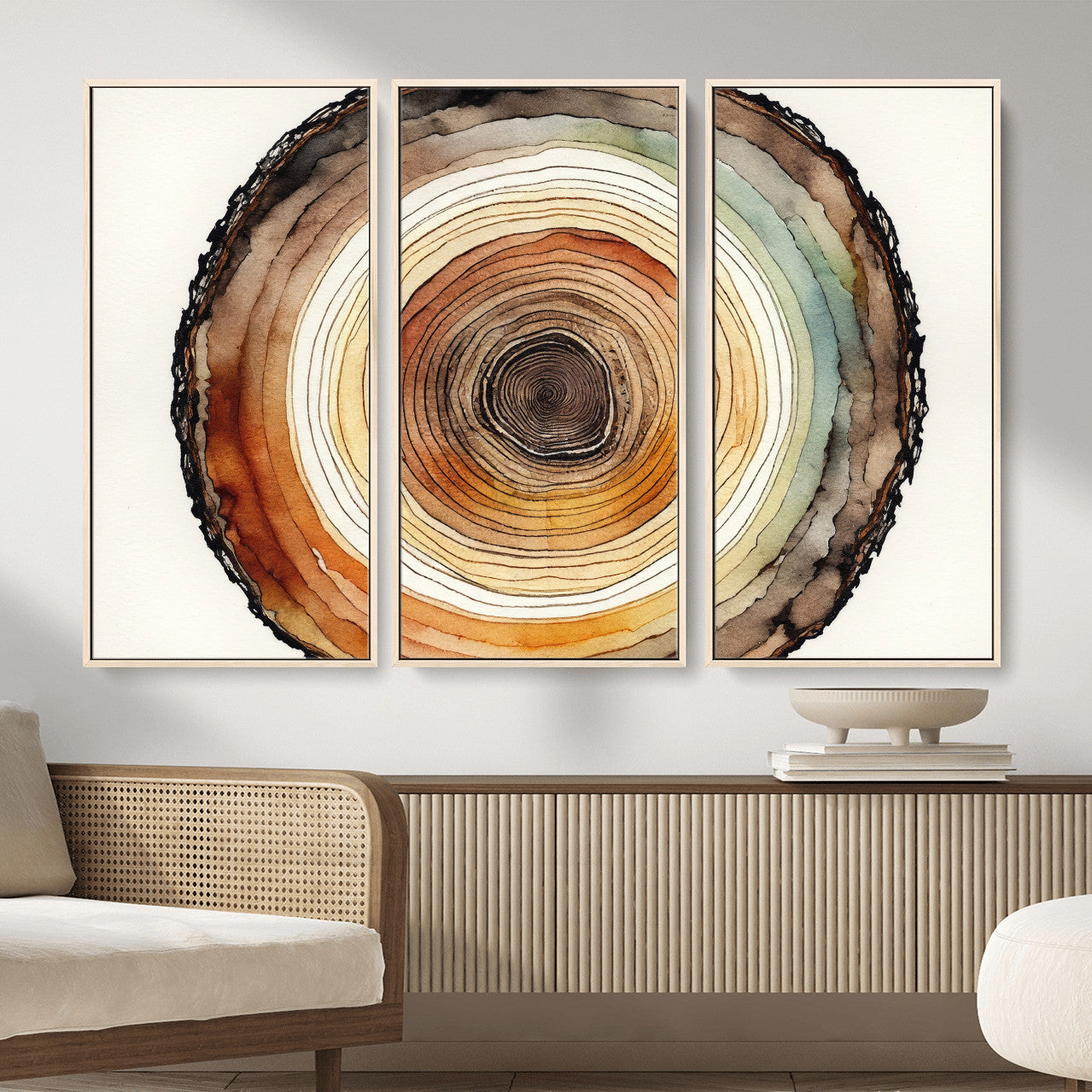 Natural Wood Slice Wall Art Canvas Print, Tree Ring Wall