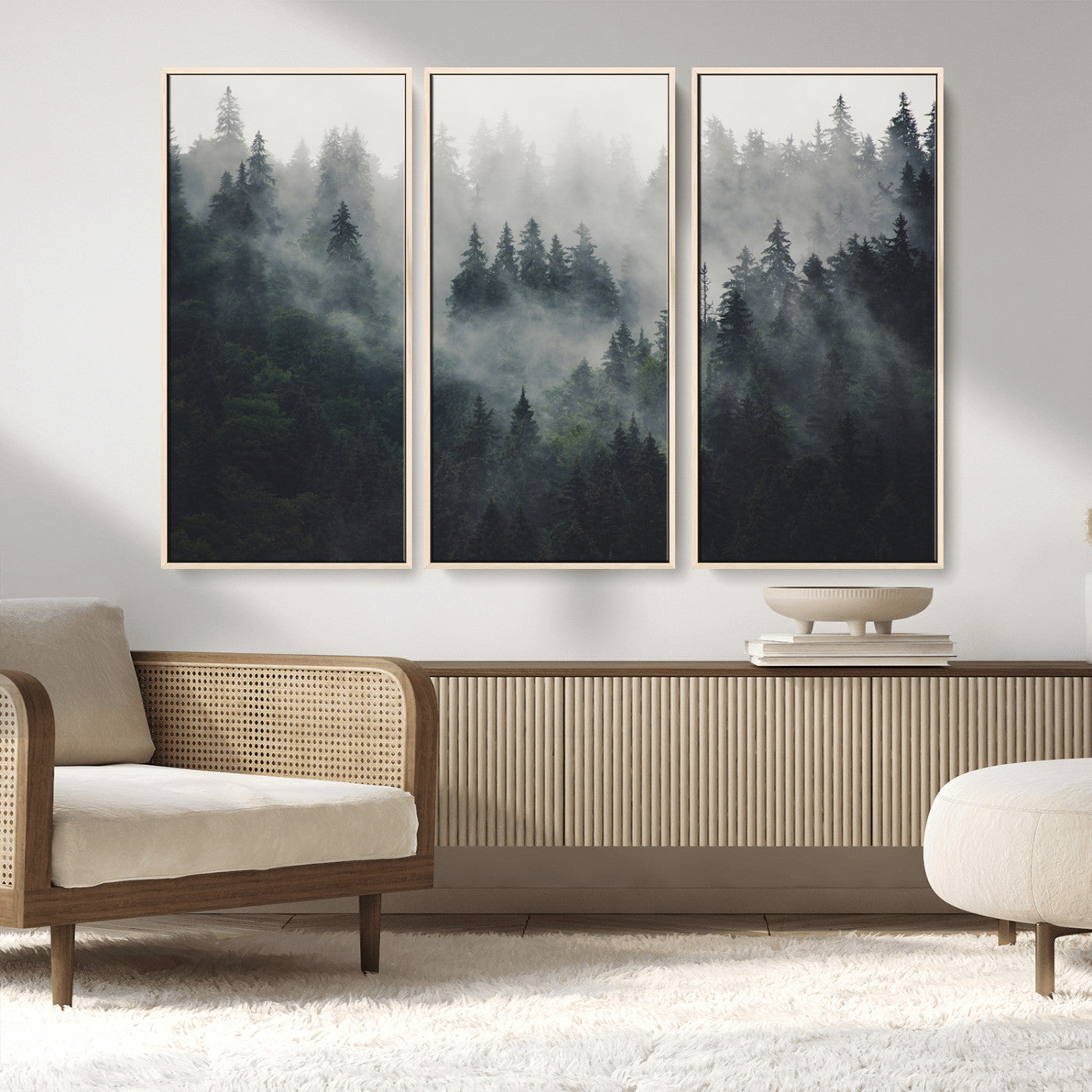 Nature Wall Decor - Serene Triptych Nature Print – Woodland
