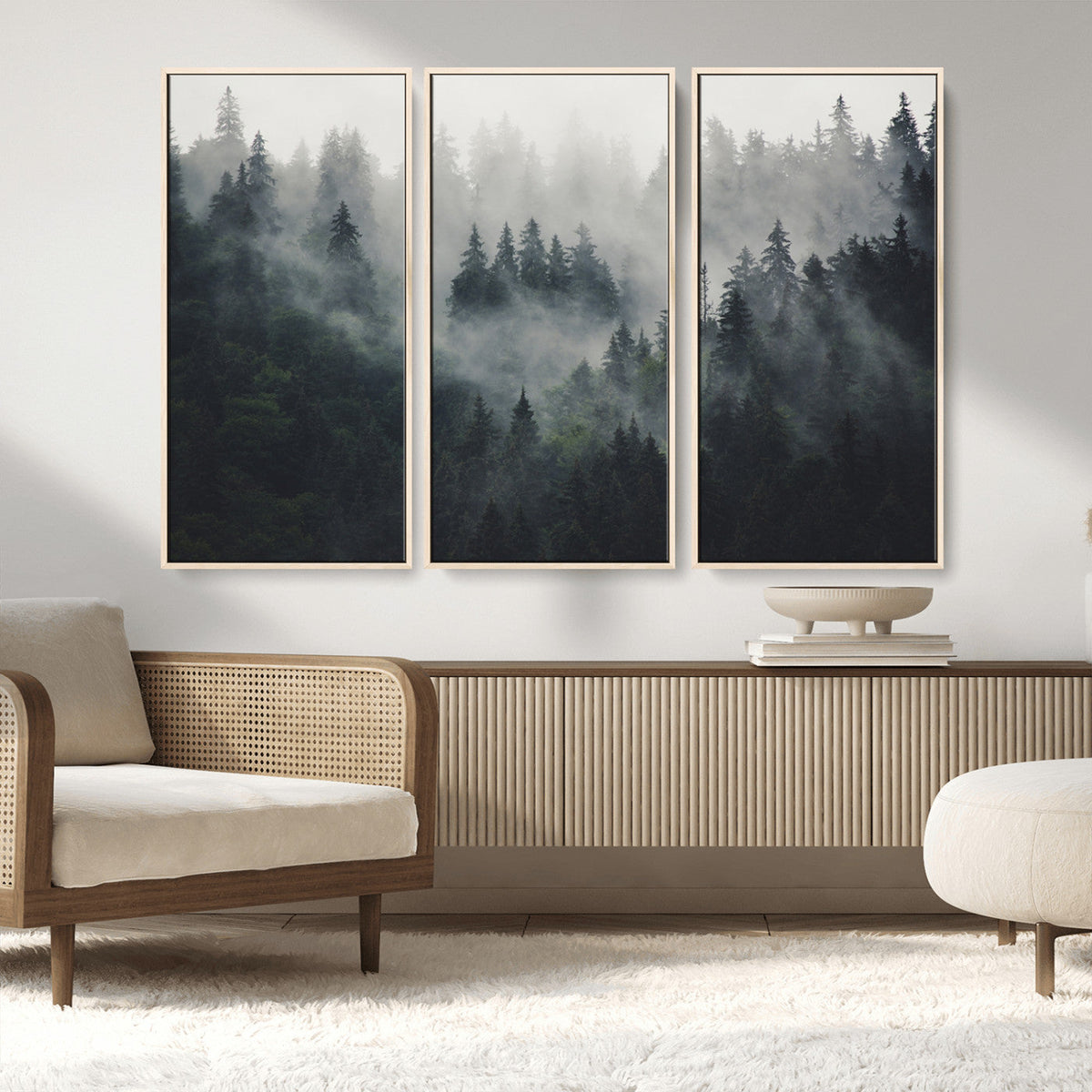 Nature Wall Decor - Serene Triptych Nature Print – Woodland