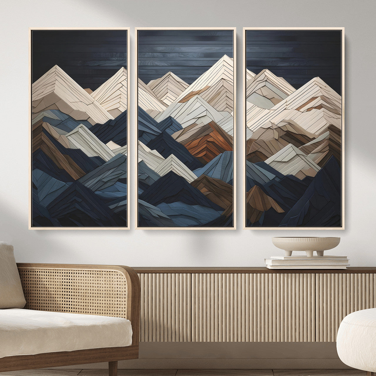 Wood Mountain Wall Art | Mountain Canvas Print Wood Decor |