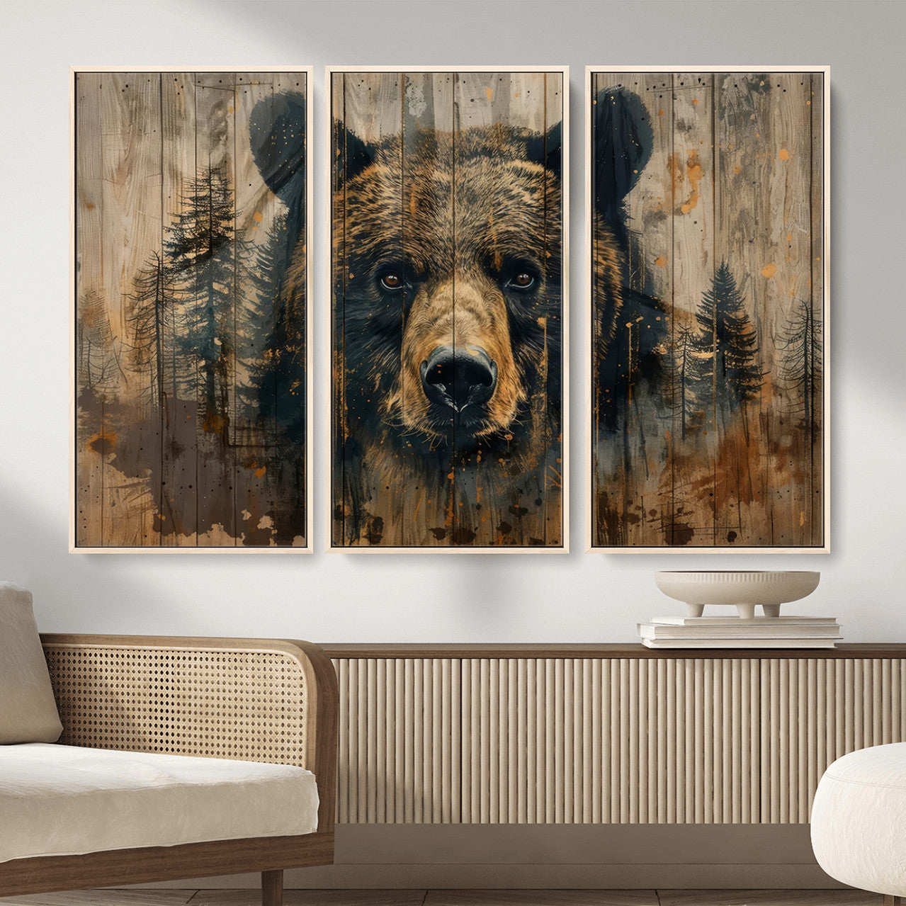 Abstract 399 Bear Wall Art | Rustic Cabin Wall Decor with