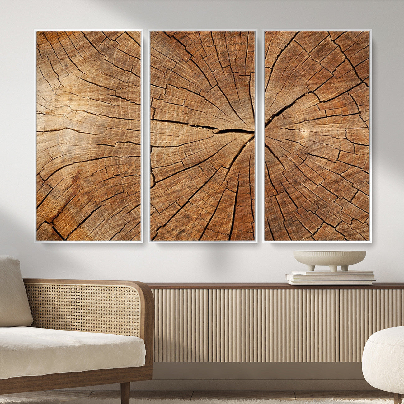 Tree Ring Canvas Art, Rustic Wood Grain Wall Art, Tree Slice