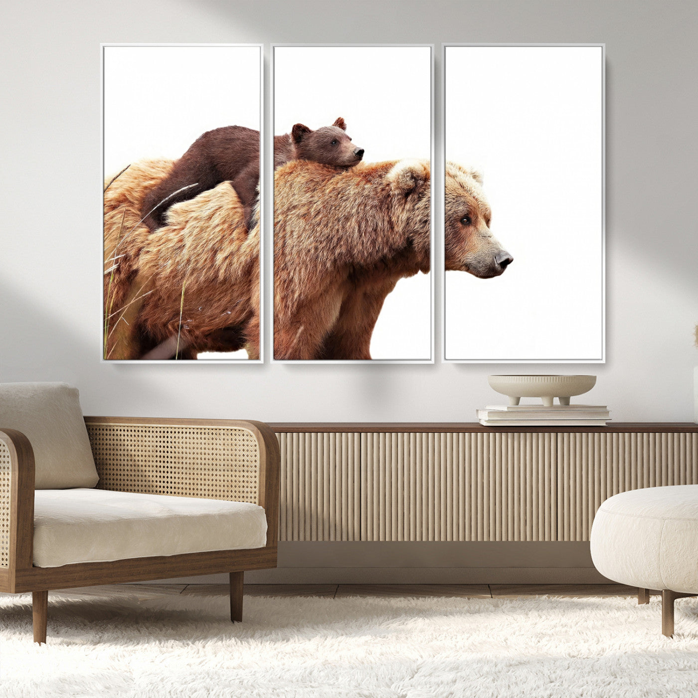 Mother and Baby Bear Canvas Wall Art - Adorable Wildlife
